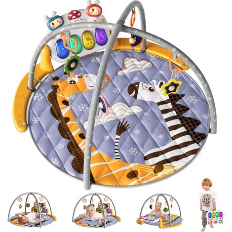 4 en 1 Tapis Jouets D'éveil Spieldecke pour Bébé Avec 70+ Musique, Tapis et de Musical Jeux bébé piano Turnmat Fitness Activités Spielmat mit 4 Rasseln und Spielbogen 0 1 3 6 9 mois (1/5)