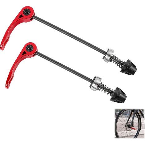 Ruote a sgancio rapido in 2 pezzi per bicicletta, anteriori e posteriori – Clip a sgancio rapido in acciaio e alluminio – Compatibili con mountain bike, bici da strada, bici da turismo e bici pieghevo (1/5)