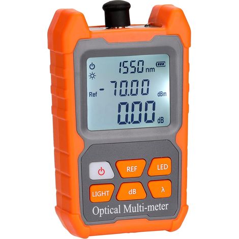 Optisches Multimeter, Mini-Tragbares optisches Leistungsmessgerät mit 8 Wellenlängen und LED-Licht, Netzwerkkabeltester, FTTH-Glasfaserkabeltester