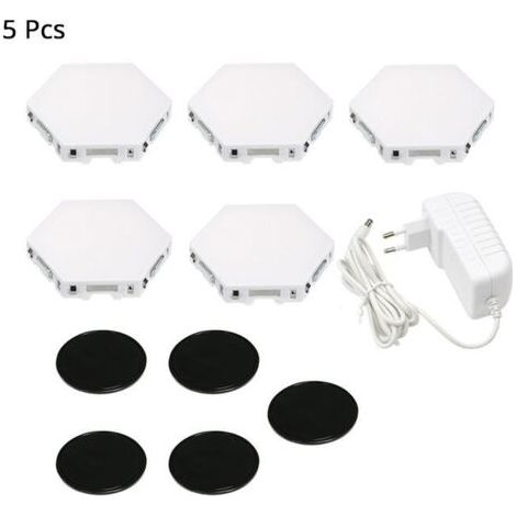 5 pièces lampe quantique lampe à LED modulaire éclairage sensible au toucher hexagonale veilleuse lampes applique murale hexagonale (1/5)