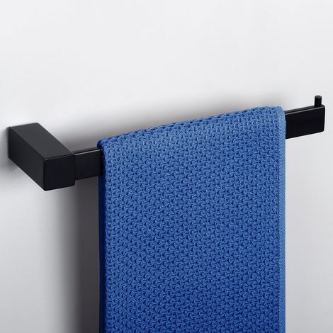 Porte-Serviettes Mural Support Serviettes de Salle de Bain, Anneau Porte Serviettes Noir Mat en Acier Inoxydable SUS304 26 CM, EGKN2312-B
