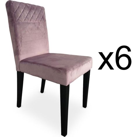 Lot de 6 chaises matelassées Milo Velours Rose