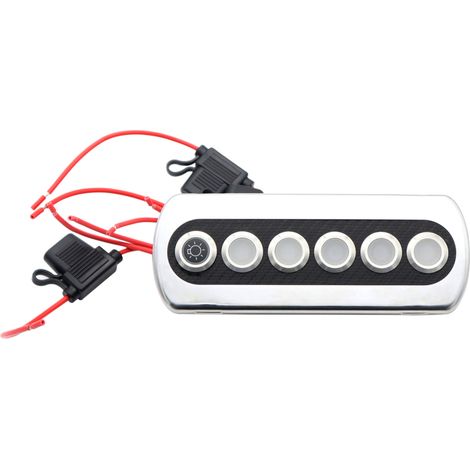 Panel control 6 interruptores basculantes 12V impermeable – LED fibra carbono para barco caravana todoterreno (1/5)