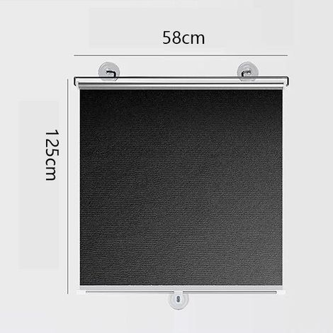 Store enrouleur à ventouse noir sans perçage 58 x 125 cm,store enrouleur pare-soleil, store enrouleur pare-soleil rétractable (1/5)