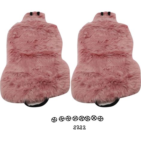 Ensemble de tapis de siège de voiture, fausse peau de mouton haute densité, doublure en éponge épaisse, coussin chaud rose