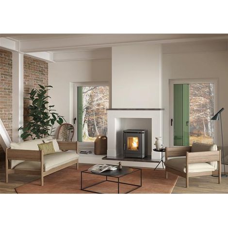 La Nordica Extraflame – Poêle à granulés Peggy Noir – Puissance 5,1 kW – Rendement 90,9 % – Évacuation arrière Ø 80 mm – Ventilation Pro Air Setup 3 vitesses (1/3)