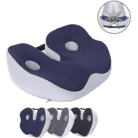 Coussin de siège en mousse à mémoire de forme pour soulager la sciatique, noir