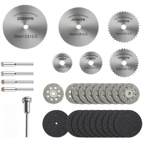 Kit d'outils rotatifs de jeu de roue de coupe 31pcs, diamant de coupe, divers accessoires en bois métal bricolage artisanat (1/5)