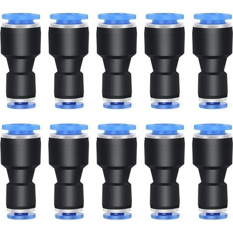Confezione da 10 riduttori a tubo diritto, diametro esterno 8 mm x diametro esterno 6 mm, per accessori di collegamento, raccordi pneumatici, connettori riduttori per tubi flessibili