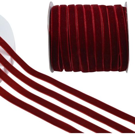 Bardusch-Ruban velours rouge foncé 45 m x 1 cm, emballage cadeau bouquet mariage décoration Noël (1/4)