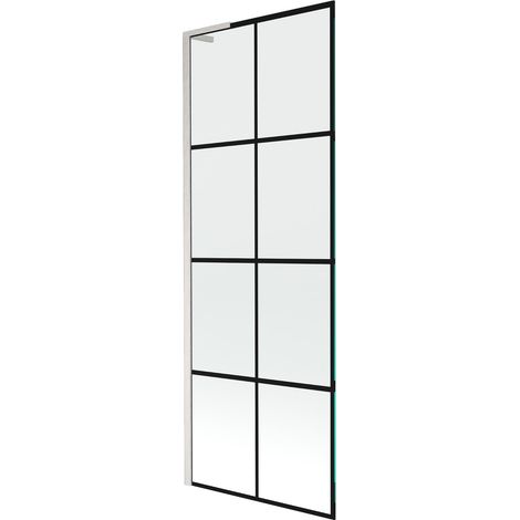 Mexen Next L Badewannen-Wandschirm 1-flügelig 70 x 150 cm, schwarzes Muster, gebürstetes Nickel - 895-070-000-03-77-97 (1/5)