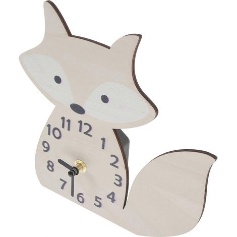 Horloge murale en bois, sans pile, en forme de renard mignon. Horloge de bureau sans pile. (1/5)