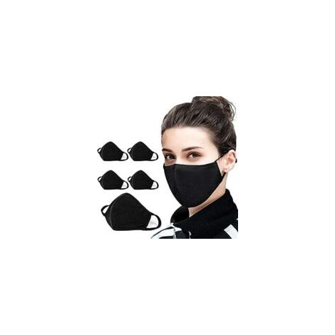 Schwarze Gesichtsmaske aus Baumwolle, wiederverwendbare Gesichtsmaske, atmungsaktive und bequeme Stoffmaske