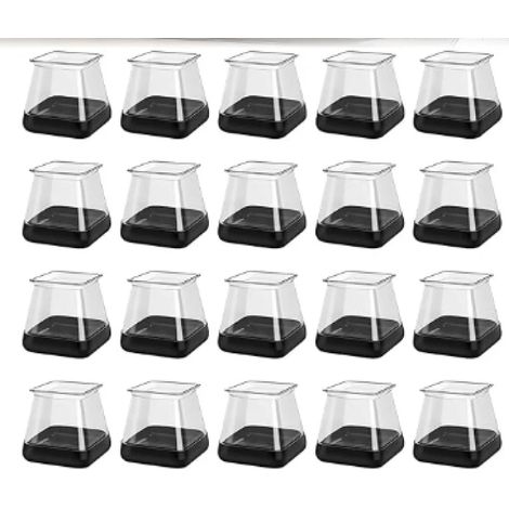 20 protections carrées pour pieds de chaise, grands coussins en silicone, pour meubles et moquette (convient aux tapis de 26 à 36 mm). (1/5)