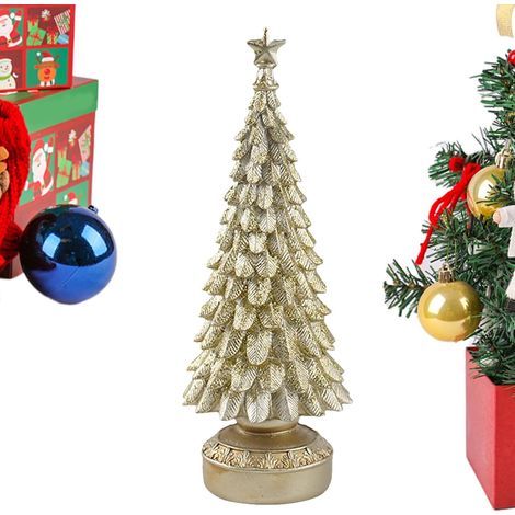 Arbre de Noël en Résine Pièce Centrale De Table Artificielle Figurine Décorative d'Arbre de Noël Pour Fêtes Intérieur Extérieur Jardin Cour Bureau Table Étagère (1/5)