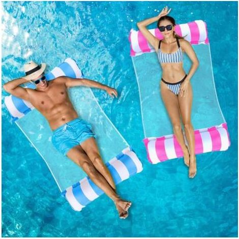 Bouee Piscine Adulte 2 Pièces, 4 in 1 XL Matelas Piscine Gonflable, Hamac Gonflable Piscine, Matelas Filet Piscine, Hamac de Piscine, Bouées et Matelas Gonflables 2 Personnes Piscine (1/5)