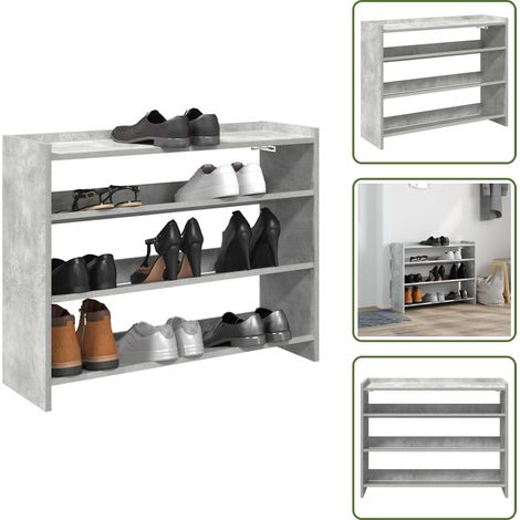 Schuhregal Betongrau 80x25x62 cm Holzwerkstoff - Schuhregal - Schuhregale - Schuhschrank - Schuhe Aufbewahrung (1/5)