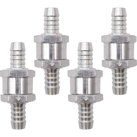 BRAVIX Clapet Anti-Retour, 4 Pièces Argent Anti-Retour Valve avec Flèche Non Retour Clapet en Alliage pour Carburateur Low Systèmes de carburant Sous Pression Voiture (10mm) (1/5)