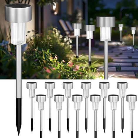 12 Pièces Lampes Solaires Jardin – LED Étanche en Acier Inoxydable, Allumage et Extinction Automatiques pour Allée, Terrasse, Extérieur, Pelouse, Chemin d’Accès (1/5)