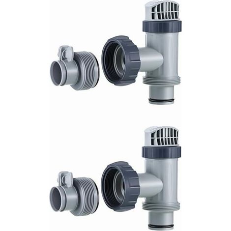 2er-Pack Ersatz-Schlauchadapter Typ B mit Kolbenventil für Intex, 1,25 Zoll bis 1,5 Zoll Schlauchadapter und Kolbenventile für oberirdische Pool-Filterpumpe