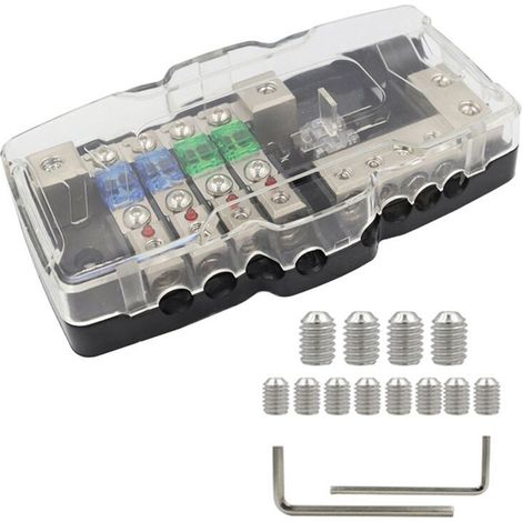 Adatto per moduli di distribuzione dell'alimentazione, moduli di distribuzione dell'alimentazione con fusibili, scatola fusibili MIDI a 4 canali per sistemi audio per auto, adatto per auto, UTV, navi 