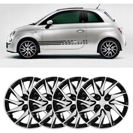 Lot de 4 enjoliveurs de roue 15 pouces, protection élégante, R15, universels, compatibles avec la plupart des voitures, camions et SUV, argent et noir. (1/4)