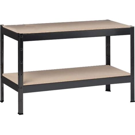 Étagère robuste SCHULTE Shelf World avec 2 tablettes en bois, 43 x 100 x 35 cm (H x L x P), capacité de charge par tablette env. 90 kg, finition noire texturée, étagère de rangement, étagère de cave (1/3)