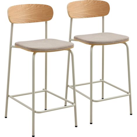 Lot de 2 chaises hautes en bois beige (1/5)