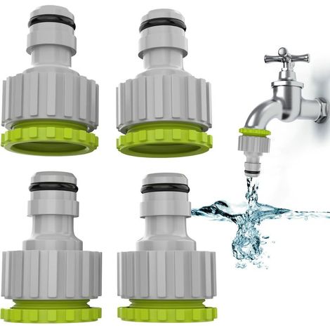 in 1 Tap Connector - 4 Pack, 1/2" and 3/4" Garden Tap Connector, Faucet Connector, Garden Irrigation Hose Connector Set (1/5)