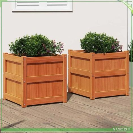 Jardinières - FAFEICY - 837429 - cire marron - bois de pin massif - pack 2 60x60x60 cm (1/5)