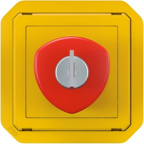 Coup de poing d'urgence déverrouillage à clé Plexo composable gris/jaune (069548L) (1/2)