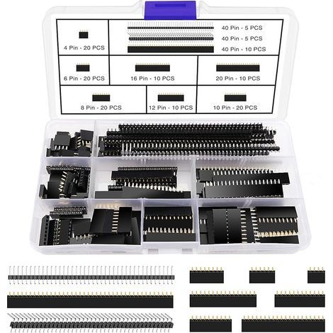 Kit di 130 connettori a pin da 2,54 mm per PCB, connettori maschio e femmina, per Arduino Stackable Shield (4/6/8/10/12/16/20/40 pin) (1/5)