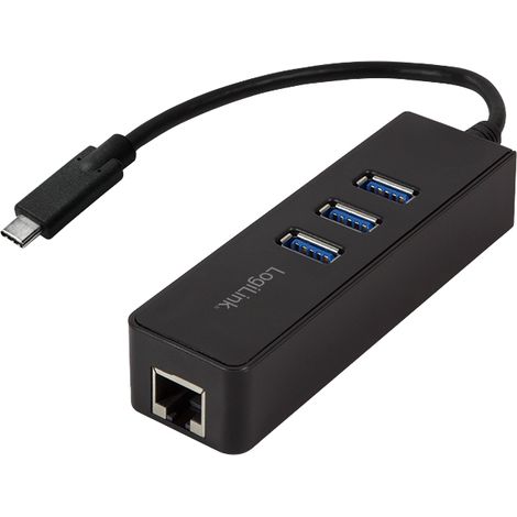 HUB USB-C 3.2 Gen1 LogiLink Gigabit Ethernet 3xUSB 3.0 5Gb/s 1000Mb/s LAN (1/3)