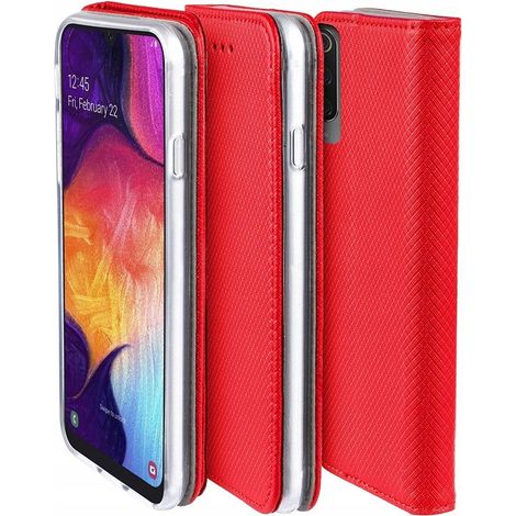 Custodia per Samsung Galaxy A42 5G, custodia magnetica SMART BOOK ROSSA + vetro (1/5)