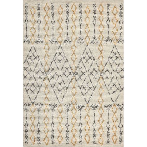 Tappeto rettangolare cotone 160 x 230 cm motivo geometrico beige Kadapa