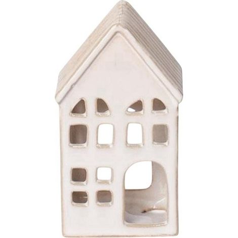 House Tealight Holder - Ceramic - L7 x W6 x H12 cm - Cream