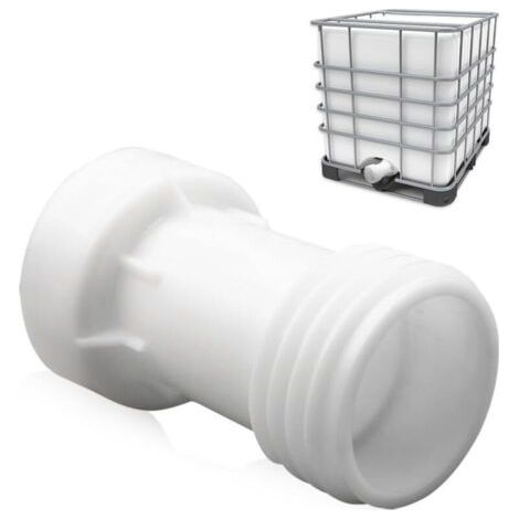 IBC tank fittings, IBC adapter S60 x 6 extension joint, 60 mm tank valve, 1000 L, straight plastic, thick thread, IBC container fittings S60 x 6 tank connector