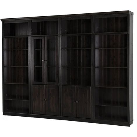 Anita-Bibliothèque avec rangement en pin brun foncé (1/5)