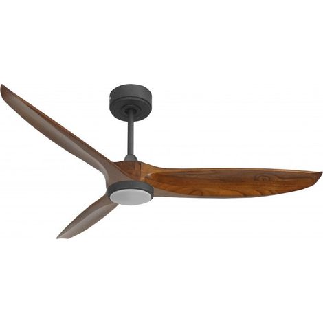 Bolt, Ventilateur déstratificateur d'air, pales bois sombre 166 Cm, moteur noir, 100 % efficace hiver/été avec lampe.