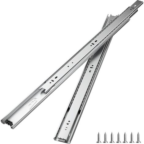 Glissières de tiroir de 61 cm à sortie totale, 10 paires en acier galvanisé, charge 45 kg, montage latéral pour meubles de cuisine (1/5)