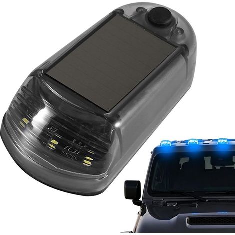 Feux De Toit Solaires Pour Voiture Lampe LED Solaire Étanche 7 Couleurs Lumineuse,Feux De Cabine Sans Fil - Pour Remorque Construction Service Camping-Car Chasse-Neige Pompier Bateau Route Autoroute (1/5)