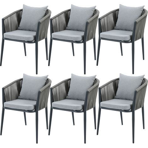Axi Faye Ensemble De 6 Chaises De Jardin, Anthracite Aluminium/Polyester Et Cussins D'Assise En Oléfine Supporte Jusqu'À 120 Kg (1/5)