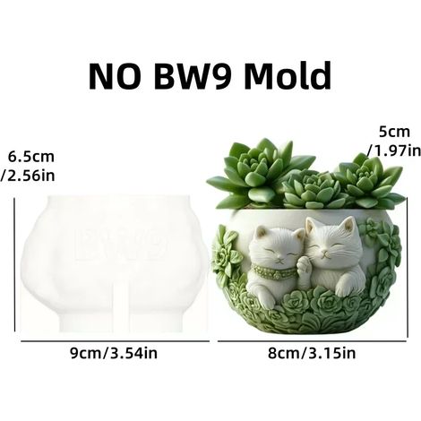 (Moule sans BW9) Moule en résine silicone en forme de relief montagneux pour pot de fleurs succulentes, avec motif d'eau courante, boîte de rangement, coupelle à bougie, moule en gypse (1/4)