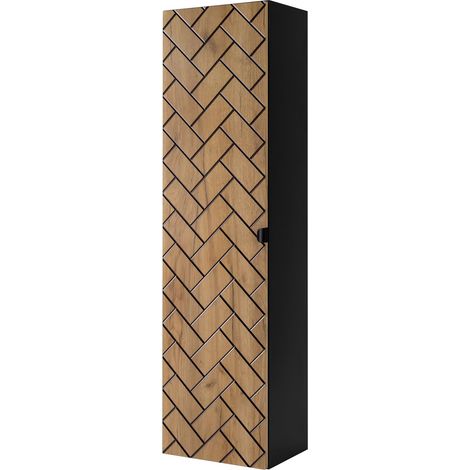 Mobile bagno, Rovere Craft, 35 x 136 x 27 cm, maniglie nere (1/5)