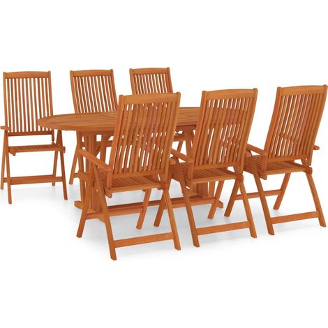 Maison Exclusive - 7-tlg. Garten-Essgruppe Massivholz Eukalyptus