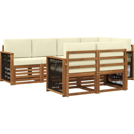 Sectional Sofa Set with Cushion 6 pcs Natural and Cream vidaXL (1/5)