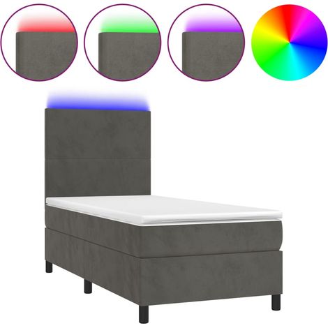 Maison Exclusive - Boxspringbett mit Matratze & LED Dunkelgrau 90