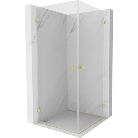 Mexen Lunar-B Duo cabine de douche pivotante 90 x 90 cm, transparent, or brossé - 832-090L-090P-55-00 (1/5)