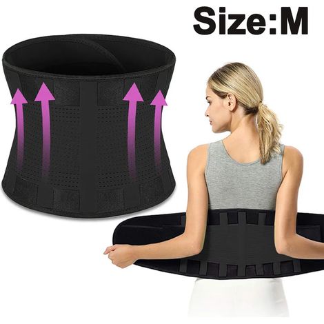 Ceinture de soutien lombaire ajustable à velcro, noire, fitness, tailles M et XL (1/5)