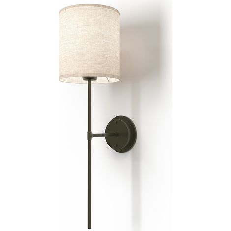 Lamp Wall Light - Black with Fabric Shade - Dena Black